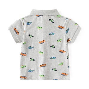 Nouveau Polo tricoté 100 % coton pour tout-petits garçons, imprimé dinosaures sur toute la surface, manches courtes, col, décontracté d'été - Product Image 4
