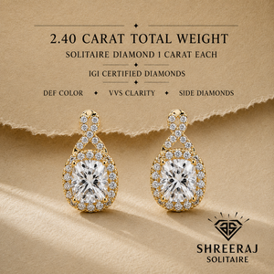 <b>Infinity</b> Dangle Halo Earrings 14K 18K Gold Cushion Cut Lab Grown Diamond 2.00 ctw IGI Certified Luxury Bridal Wedding Earring - Product Image 2