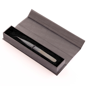 Pince à épiler pour extensions de cils en acier inoxydable de haute qualité, couleur plasma, emballage boîte 1 pièce, fabrication artisanale, logo personnalisé - Product Image 3