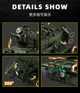 Bloques de Construcción de Tanque Pesado KV-2, Juego de Juguetes MOC, Vehículo del Ejército de la Segunda Guerra Mundial, Tanques Giratorios, Ladrillos de Juguete DIY para Niños - Product Image 5