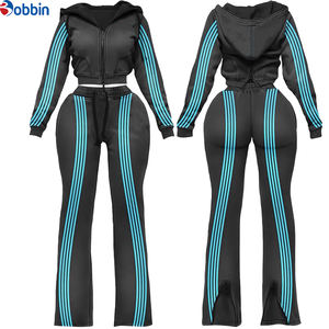 Conjunto Deportivo de Dos Piezas para Mujer, Sudadera con Capucha y Cierre, Pantalones Deportivos Anchos, 100% Algodón Ecológico, Corte Regular, con Logotipo Personalizado - Product Image 6