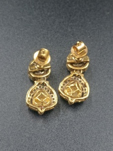 Amaira Jewels Luxury Women's 18K Gold Plated Pear Cut Diamond <b>Stud</b> <b>Earrings</b> Bezel Setting Classic Flower Shape Gift Jewelry - Product Image 6