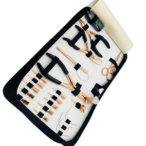 Kit de pinzas profesionales de acero inoxidable color oro rosa para extensiones de cabello con función de microperlas, herramientas para extensiones de cabello con cinta adhesiva. - Product Image 2