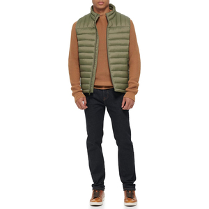 Olive Green Puffer <b>Vest</b> for Men Winter Gilet Stand Collar Padded Waistcoat Sleeveless Bubble Jacket Bodywarmer - Product Image 4