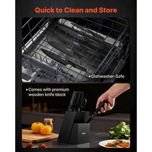 Ensemble de 15 couteaux de cuisine en acier inoxydable allemand à haute teneur en carbone avec manche ergonomique en PP, bloc en bois et aiguiseur pour les cuisiniers à domicile - Product Image 6