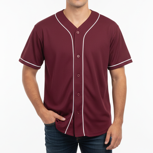 Camiseta de Béisbol al Por Mayor, Corte Regular, con Botones Frontales, Precio Económico, Diseño Sólido, Secado Rápido, 100% Poliéster, Servicio OEM - Product Image 2