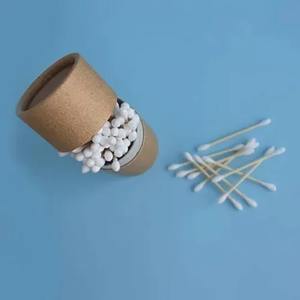 Boîte cylindrique artisanale avec logo personnalisé, emballage en tube de papier biodégradable, boîte ronde en kraft écologique pour l'emballage de bâtonnets et de bourgeons de coton - Product Image 2