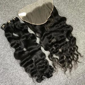 Venta al por mayor Cierre de encaje, Pelucas de encaje de onda natural ondulado frontal Full HD Encaje Virgen Raw Vietnamita Cabello humano Doble dibujado - Product Image 6