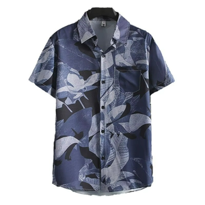 เสื้อเชิ้ตฮาวายแขนสั้นผู้ชายทรงหลวมไซส์ใหญ่ใส่สบายระบายอากาศได้ดีผ้าบางพิมพ์ลายดิจิทัลลายชายหาด - Product Image 1