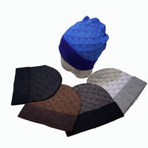 Bonnet unisexe en acrylique, tricot contrastant color block, casquette décontractée d'hiver, taille adulte 56-58CM - Product Image 6