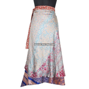 New Fashion Ladies Indian Silk Sari Fabric <b>Wrap</b> Skirt Indian Women's Gypsy Wraparound Silk Skirt <b>Sarong</b> Long - Product Image 4