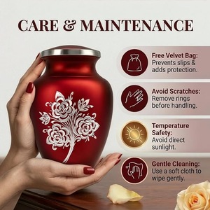 Durable Brass Oval Bohemian Cremation Urn Secure Human Ashes Container for <b>Memorial</b> Services - Product Image 3