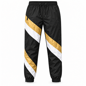 Survêtement coupe-vent unisexe noir, or et blanc, à capuche, manches longues, ensemble sportif deux pièces, séchage rapide, polyester, pour l'automne - Product Image 4