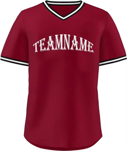 <b>Baseball</b> V Neck Shirt Short Sleeve Breathable 100%Polyester Mesh Moisture Wicking Pullover Youth Teams Training Wear Jersey - Product Image 1