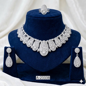 MOLL JEWELLERS Gold Plated Bridal Jewelry <b>Set</b> <b>Crystal</b> Stones Trendy Flower Necklace Earrings <b>Set</b> Women Anniversary Engagement - Product Image 1