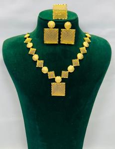 Conjunto de Collar y Pendientes de Cadena de Latón Chapado en Oro de 24K con Colgante Cuadrado, Joyería Geométrica Moderna para Bodas y Fiestas para Mujer - Product Image 1