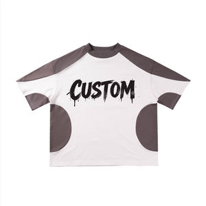 280gsm 100% Cotton Tshirt Wholesale Blank Custom Branded LOGO Printing Heavyweight Oversized Boxy Men's <b>Patchwork</b> T-<b>shirt</b> - Product Image 1