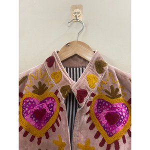Elegant Embroidered Knitted <b>Velvet</b> Cotton Jacket <b>Women</b> Mandarin Collar Full Sleeve Autumn Floral Pattern Open Front <b>Coat</b> - Product Image 3