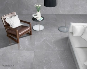 Carrelage en porcelaine de luxe gris tempête, design élégant en marbre gris, antidérapant, 1000x1000mm, par Ital Ceramics - Product Image 3
