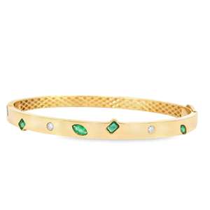 Diamond <b>Bangle</b> Bracelet 14K Solid Gold Multi Cut Sparkling Lab Grown Flush <b>Set</b> Certified Bridal Wedding Elegant Luxury Hinged - Product Image 1