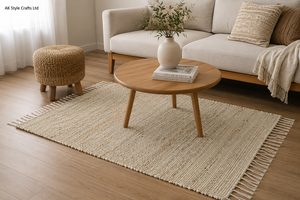 Recycled Cotton Woven Modern <b>Placemat</b> Jute Look <b>Rectangle</b> with Fringe Non-slip Backing for Home Wedding Dining Table Decor - Product Image 4