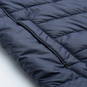 Men's Navy Blue <b>Slim</b> <b>Fit</b> Puffer <b>Jacket</b> Stand Collar Zipper Closure Windproof Casual Autumn Wear Regular Length Polyester Wadding - Product Image 4