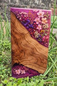 Wooden Resin Dried Flower Memorial Urn Cremation Keepsake <b>Box</b> Purple <b>Floral</b> Ashes Holder for Home Remembrance - Product Image 5