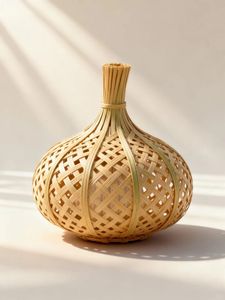 Cesta de ratán de lujo tejida a mano con forma de granada, frutero decorativo de fibra natural, centro de mesa para decoración del hogar estilo boho - Product Image 2
