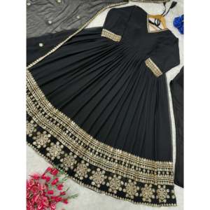 Impresionante y hermosa ropa de fiesta Anarkali vestido y pantalón con elegantes vestidos de noche Dupatta - Product Image 3