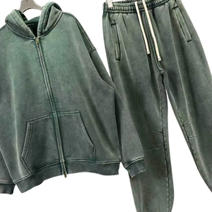 Conjunto Deportivo Verde con Capucha y Cremallera, Chaqueta de Forro Polar Vintage para Hombre, Pantalones Jogger, Ropa Deportiva Informal de Invierno - Product Image 5