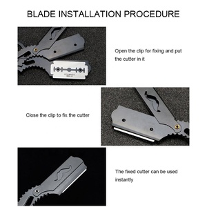Navaja de Afeitar Multifunción para Barba, Cuchilla Recta Clásica para Barbería, Cuchillas para Recortar Cejas de Acero Inoxidable Obexa - Product Image 4