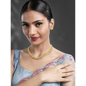 Gold Plated Alloy <b>Necklace</b> and Earring Set Flower Pattern Classic Wedding Jewelry Women's Fashion Jewelry Sets - Product Image 3