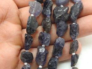 Iolite poli brut en forme de pépites, 8 pouces, 10-15 mm de long, environ, fournitures pour grossistes, pierre naturelle bleue, marque PMEGEMSBEADS - Product Image 4