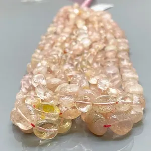 Perles de Morganite Naturelle Chauffée 8-12mm, Ovales Lisses Rose Pêche avec Éclats Dorés, Fil de 16 Pouces pour la Fabrication de Bijoux Chakralume - Product Image 5