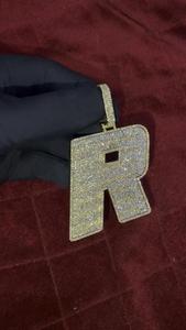 <b>Custom</b> " R " Pendant Gold Plated Iced Out <b>Necklace</b> Luxury Hip Hop Jewelry Fashion Accessory - Product Image 3