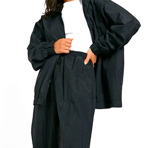 High Quality <b>Black</b> Nylon Tracksuits Custom <b>Windbreaker</b> Hoodie Jogger Two Piece Set Trendy Casual Activewear Bulk Manufacturer - Product Image 6