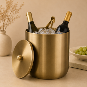 Seau à champagne Verve en laiton avec doubles poignées, refroidisseur à vin et glace artisanal, articles de bar haut de gamme pour des réceptions élégantes - Product Image 2