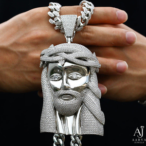 Collar con Colgante de Jesús Cristiano con Incrustaciones de Moissanita, Cadena de Latón Chapado en Oro Rosa, Joyería Hip Hop para Hombres y Mujeres - Product Image 2