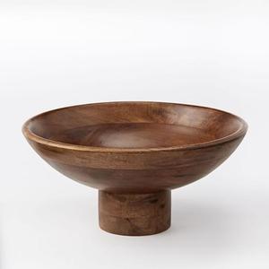 Bol de service vintage en bois, centre de table décoratif, style piédestal pour fruits, artisanat écologique pour fêtes, maison et restaurant - Product Image 3