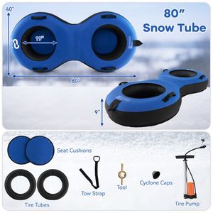 Slittino Gonfiabile Blu per 2 Persone in PVC e HDPE per Bambini, per Attività Invernali all'Aperto - Product Image 5