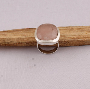 Natural Rose Quartz Cushion <b>Ring</b> 925 Sterling Silver Jewelry Square Pink Gemstone <b>Ring</b> Vintage Style <b>Statement</b> <b>Ring</b> for Women - Product Image 5