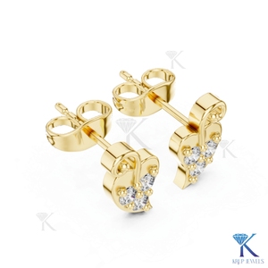 Lab Grown Diamond Abstract Leaf Scroll Luxury Stud <b>Earrings</b> 18K <b>Solid</b> Gold 3 Stone Cluster Fine Women Jewelry Wedding Party - Product Image 5