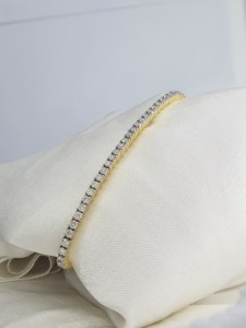 14K Gold Tennis Style Lab Grown Synthetic Diamond Round Brilliant Cut Luxury Women's Linking <b>Bracelets</b> by RAAMAA - Product Image 5