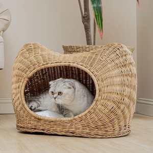 Cama para mascotas con borde de concha tejido, sofás ecológicos de ratán para perros, camas tipo lounge para gatitos, suministros para gatos al por mayor - Product Image 6