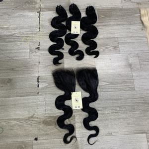 Premium Swiss 5x5 HD Cierre Cabello vietnamita crudo Onda del cuerpo Paquetes de cabello negro natural Extensiones de trama Cabello humano Vietnam - Product Image 3