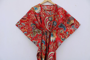 Robe Kaftan Décontractée d'Été en Coton à Imprimé Floral Tropical Sans Manches pour Femme, Cache-Maillot de Plage Style Asie-Pacifique - Product Image 2