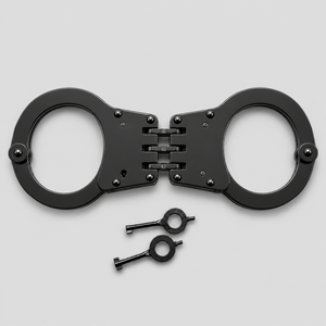Phoenix <b>Security</b> Black Handcuffs (Metalcuffs) No Strap Nij Standard Centre Hinged Dual Lock Keys Accept Logo/Graphic Design for - Product Image 1