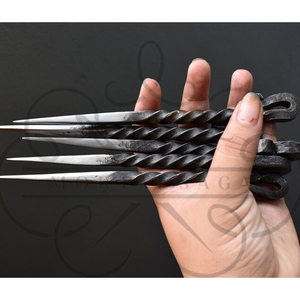 ชุดส้อมเสียบอาหารแบบไวกิ้ง ทำด้วยมือ ทรงครึ่งเกลียว จำนวน 5 ชิ้น – ที่เสียบอาหารสไตล์ยุคกลาง - Product Image 2
