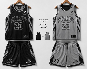 Seragam Basket Sublimasi Bolak-Balik Hitam Teal-Putih Kustom Terlaris Industri Grosir Langsung - Product Image 2
