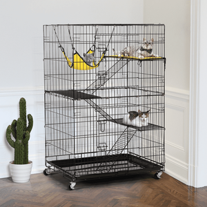 Gabbia per gatti nera a 4 livelli con gabbia per animali domestici Premium amaca - Product Image 2